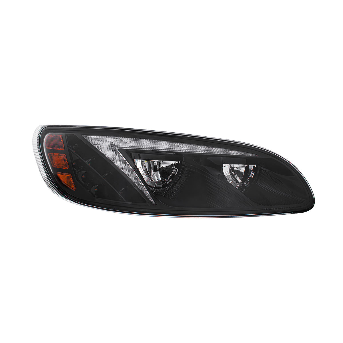 Black LED Headlight With Color Changing Position Light Bar For Peterbilt 386 (2005-2015) & 387 (1999-2010) - Passenger