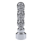 Thread-On 3-Skulls Gearshift Knob With Adapter For Eaton-Fuller 9/10 Speed Shifter-Chrome