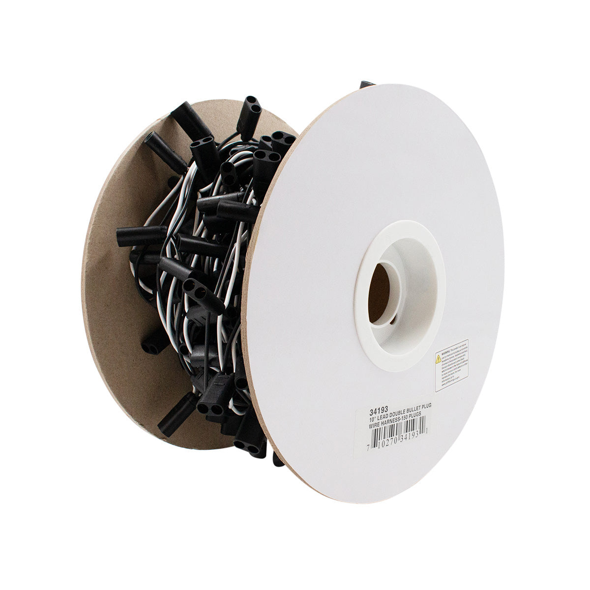 150 Count 2-Prong Female Bullet Plugs 16G Wire Harness Roll - 126' W/10" Lead Between Plugs