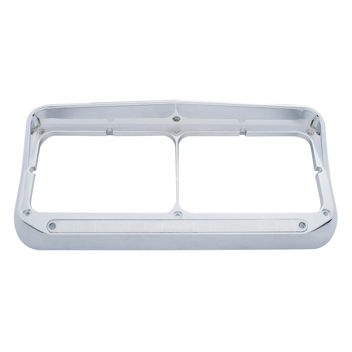 14 LED Chrome Rectangular Dual Headlight Bezel With Visor - Blue LED/Clear Lens