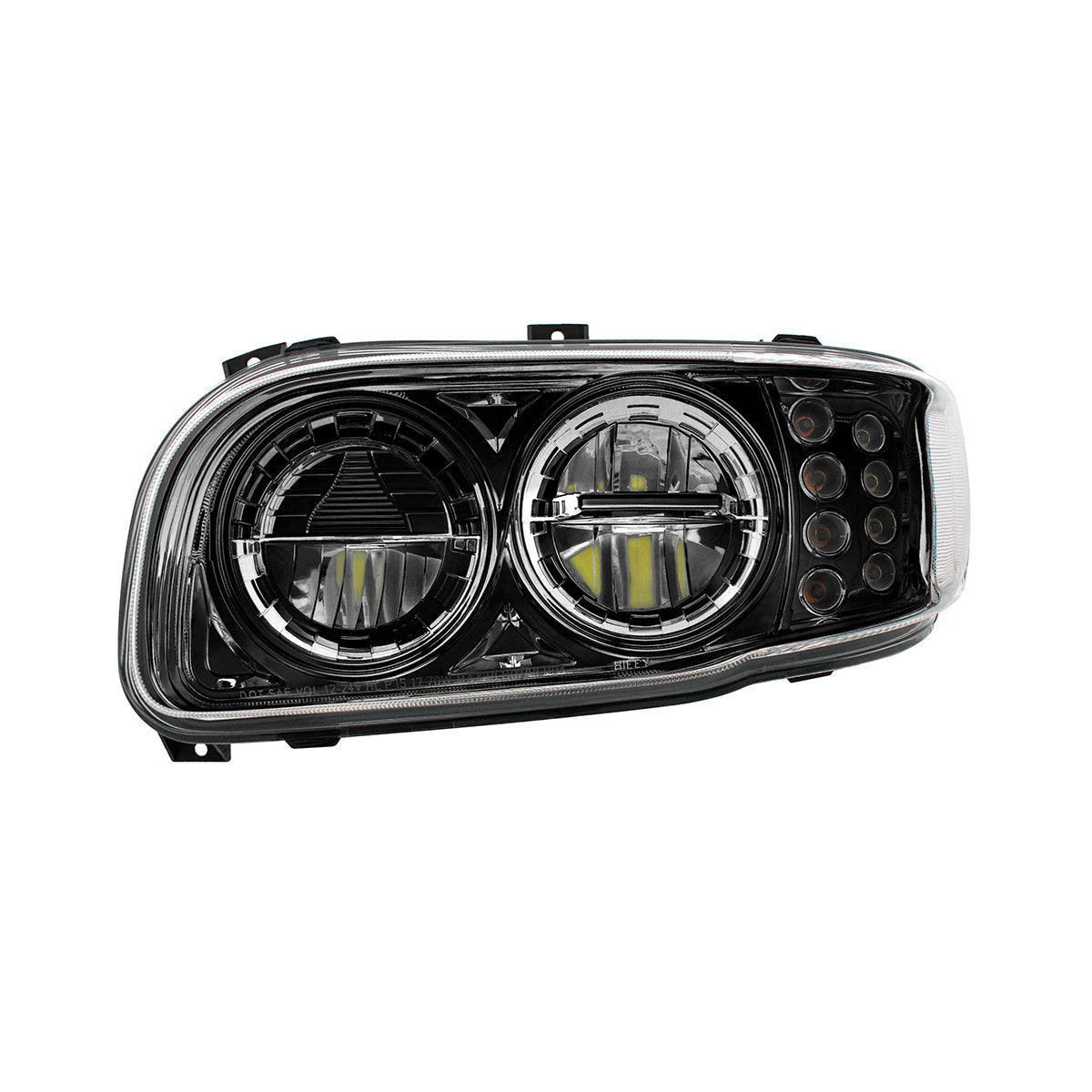 High Power LED Blackout Headlight With 8 LED Turn & 4 LED Position Light For 2008-2024 Peterbilt 389-Driver
