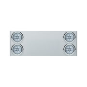 33-3/4" Stainless Rear Center Panel With Four 7 LED 4" Light & Bezel (No LP Holes)- Red LED/Clear Lens - CS