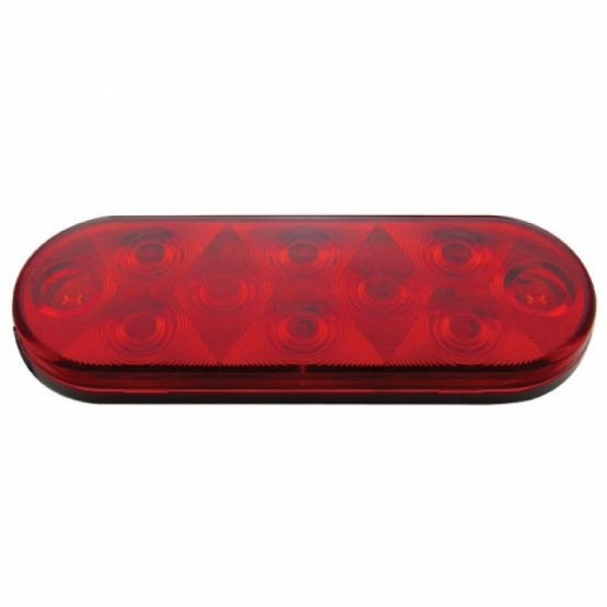 3-3/4" Bolt Pattern SS Spring Loaded Bar With 6 Oval 10 LED Lights -Red LED & Lens (Pair)
