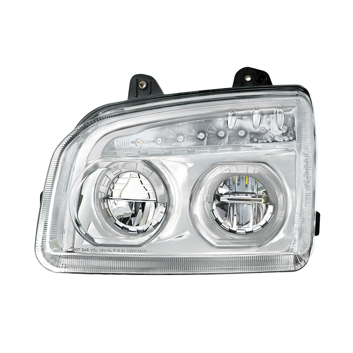 High Power LED Chrome Headlight With LED Turn Signal & Light Bar For 2015-2025 Kenworth T880-Driver
