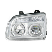 High Power LED Chrome Headlight With LED Turn Signal & Light Bar For 2015-2025 Kenworth T880-Driver