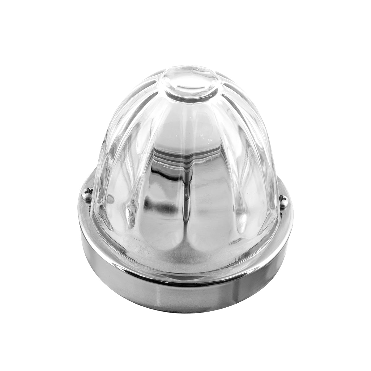 Dual Function Glass Watermelon Flush Mount Kit With LED Bulb - Amber LED/Clear Lens