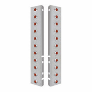 SS Front Air Cleaner Bracket With 22X 3 Amber LED Dual Function 3/4" Mini Lights & SS Bezels For Peterbilt-Amber Lens