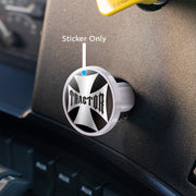 "Tractor" Maltese Cross Air Valve Knob Candy Color Sticker - Glossy Black