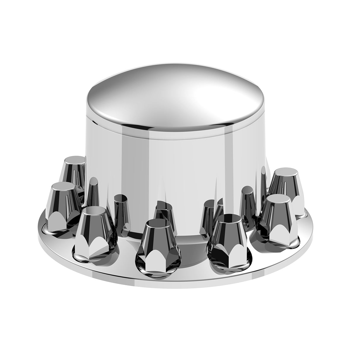 Dome Rear Axle Cover With 33mm Standard Style Push-On Nut Covers - Chrome