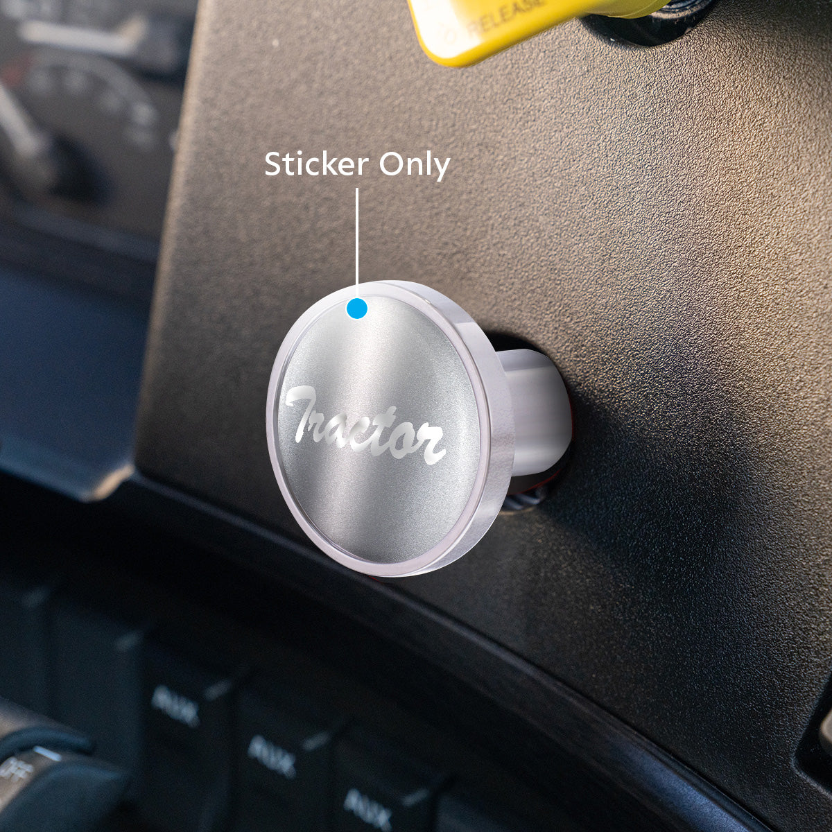 "Tractor" Glossy Air Valve Knob Candy Color Sticker -Liquid Silver