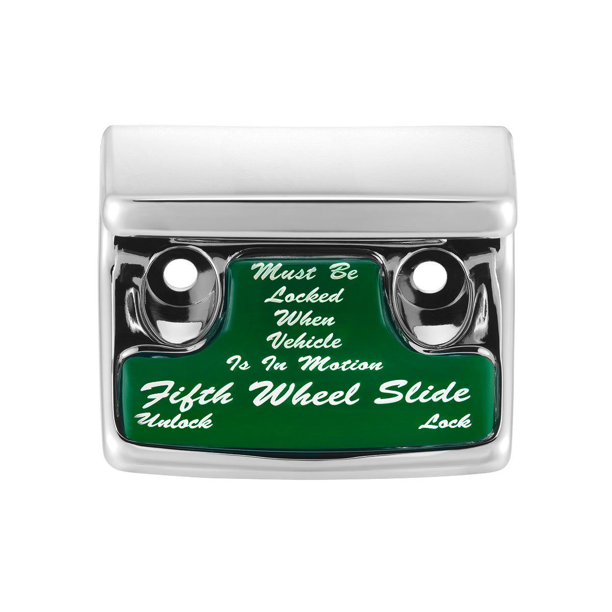 Chrome Plastic Fifth Wheel Switch Guard With Glossy Sticker For 1990-2010 Freightliner Classic- Green Sticker