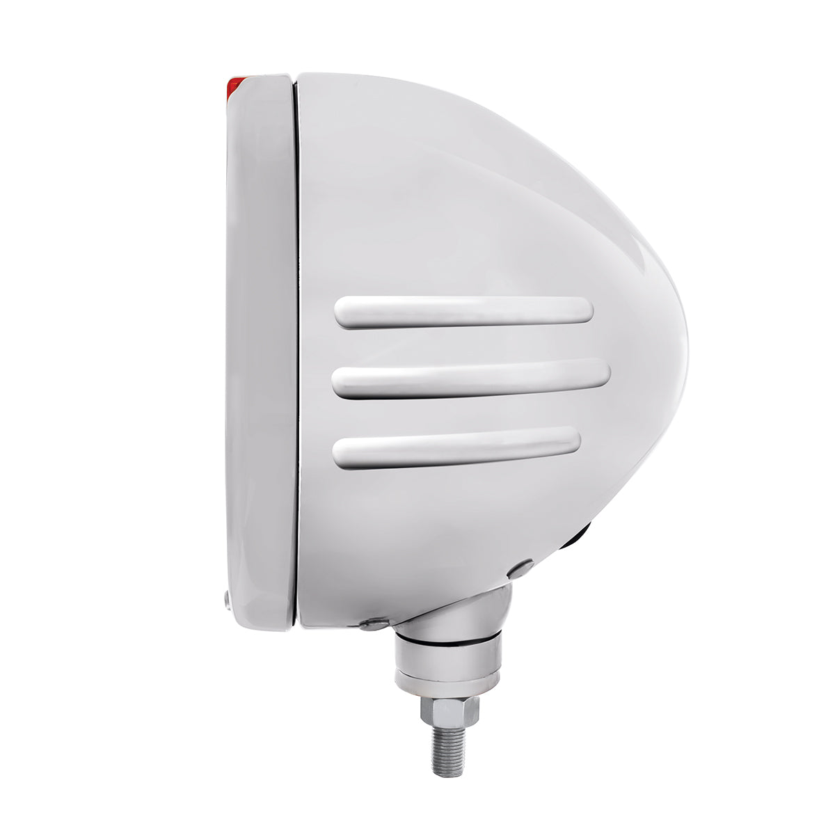 Stainless Steel Bullet Embossed Stripe Headlight Crystal H4 & Dual Mode LED Signal-Clear Lens