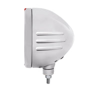 Stainless Steel Bullet Embossed Stripe Headlight Crystal H4 & Dual Mode LED Signal-Clear Lens