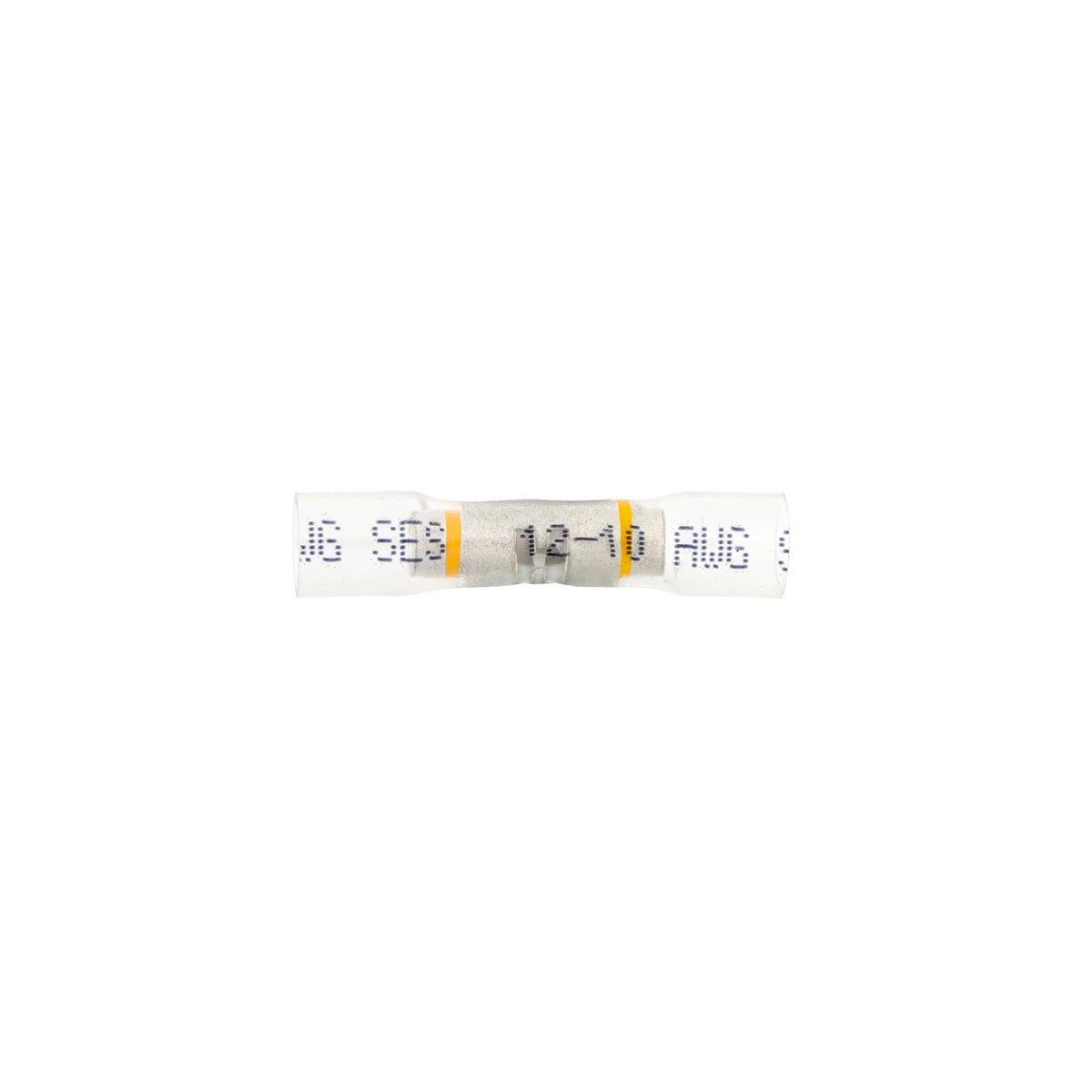 12-10 AWG CS Window Heat Shrink Butt Connector - Clear w/ Yellow Stripe (10-Pack)