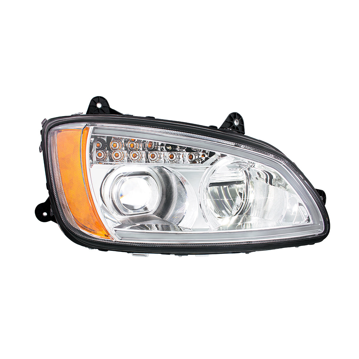 Chrome Full LED Projection Headlight With Turn Signal & Position Light Bar For 2008-2017 Kenworth T660 - Passenger