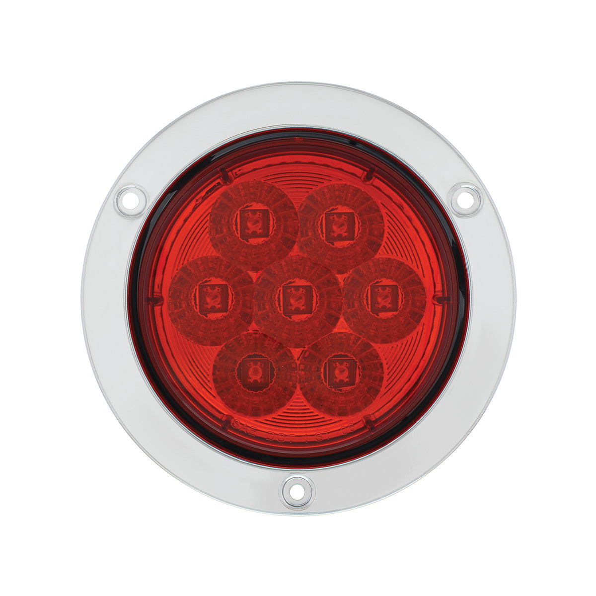 7 LED 4" Round SS Flange Light (Stop, Turn & Tail) - Red LED/Red Lens