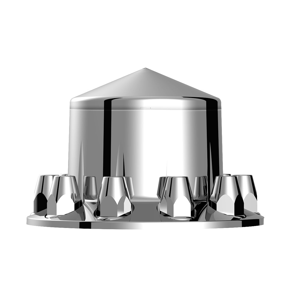 Pointed Rear Axle Cover With 33mm Standard Style Push-On Nut Covers - Chrome