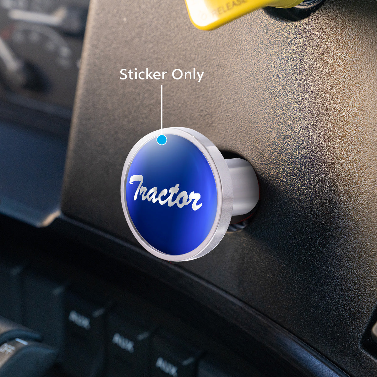 "Tractor" Glossy Air Valve Knob Candy Color Sticker - Indigo Blue