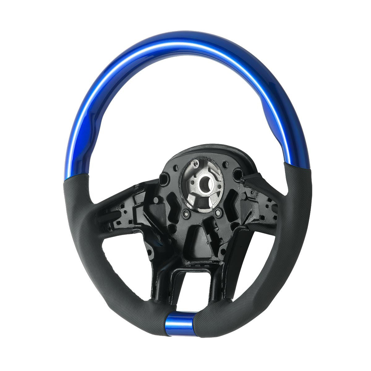 18" YourGrip Leather & Wood Candy Color Steering Wheel For 2012-2021 PB 579&2013-2021 KW T680-Indigo Blue