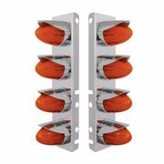 SS Front Air Cleaner Brkt With 8X 9 Amber Hi/Lo LED Watermelon GloLight & Visors For Peterbilt-Amber Lens