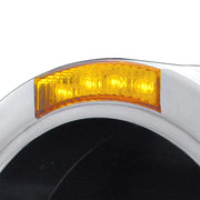 Stainless Steel Bullet Half Moon Headlight No Bulb With LED Turn Signal - Amber Lens