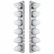 SS Front Air Cleaner Brkt With 12X 9 Amber Hi/Lo LED GloLight Watermelon Grakon Lights For Peterbilt-Clear Lens