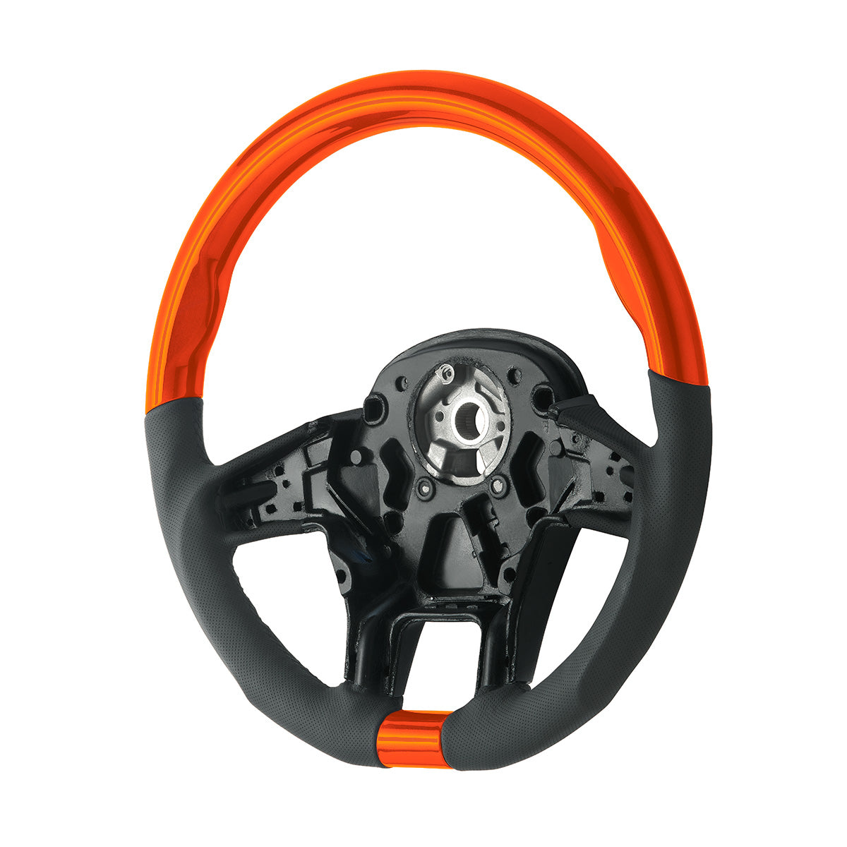 18" YourGrip Leather & Wood Candy Color Steering Wheel For 2012-2021 PB 579&2013-2021 KW T680-Cadmium Orange