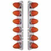 SS Front Air Cleaner Brkt With 12X 9 Amber Hi/Lo LED GloLight Watermelon Grakon Lights For Peterbilt -Amber Lens