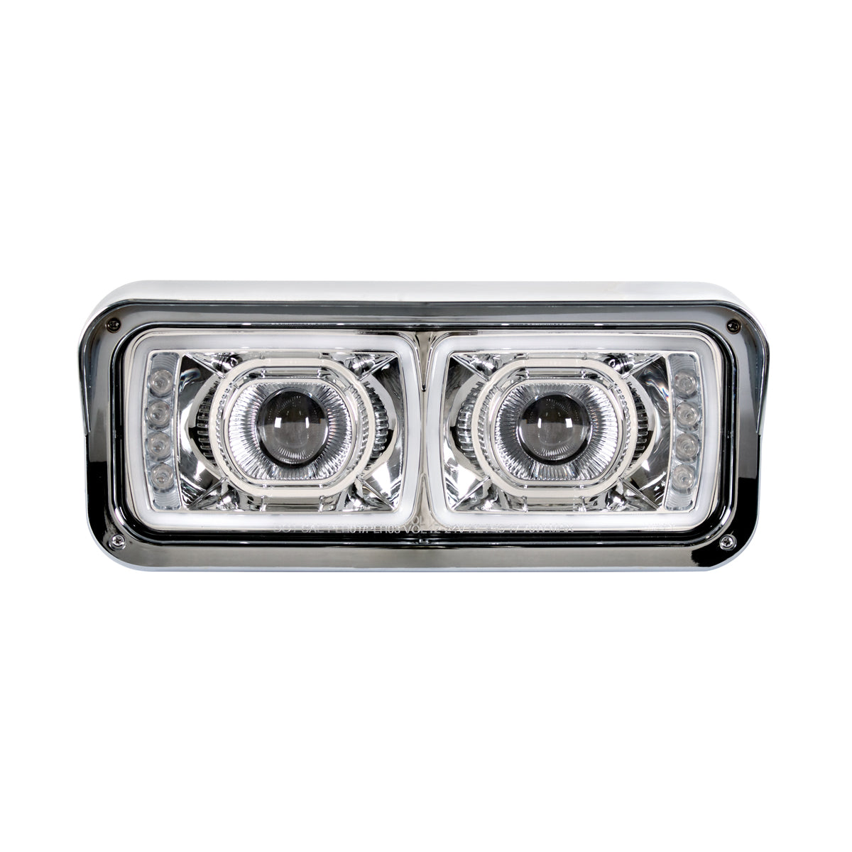 High Power LED "Chrome" Projection Headlight With LED Turn Signal & Position Light Bar - Driver