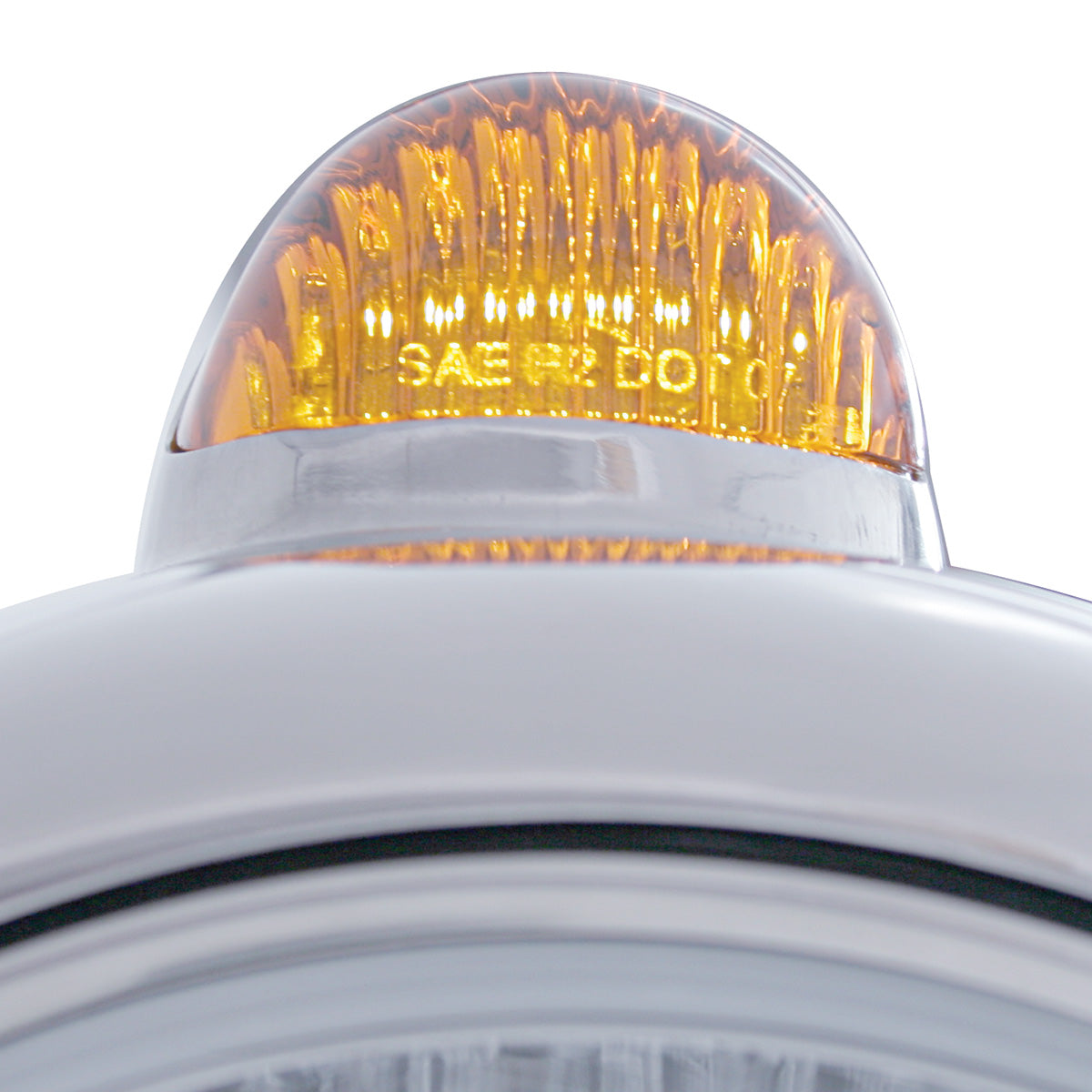 Chrome Guide 682-C Headlight 6014 & Dual Mode LED Signal - Amber Lens