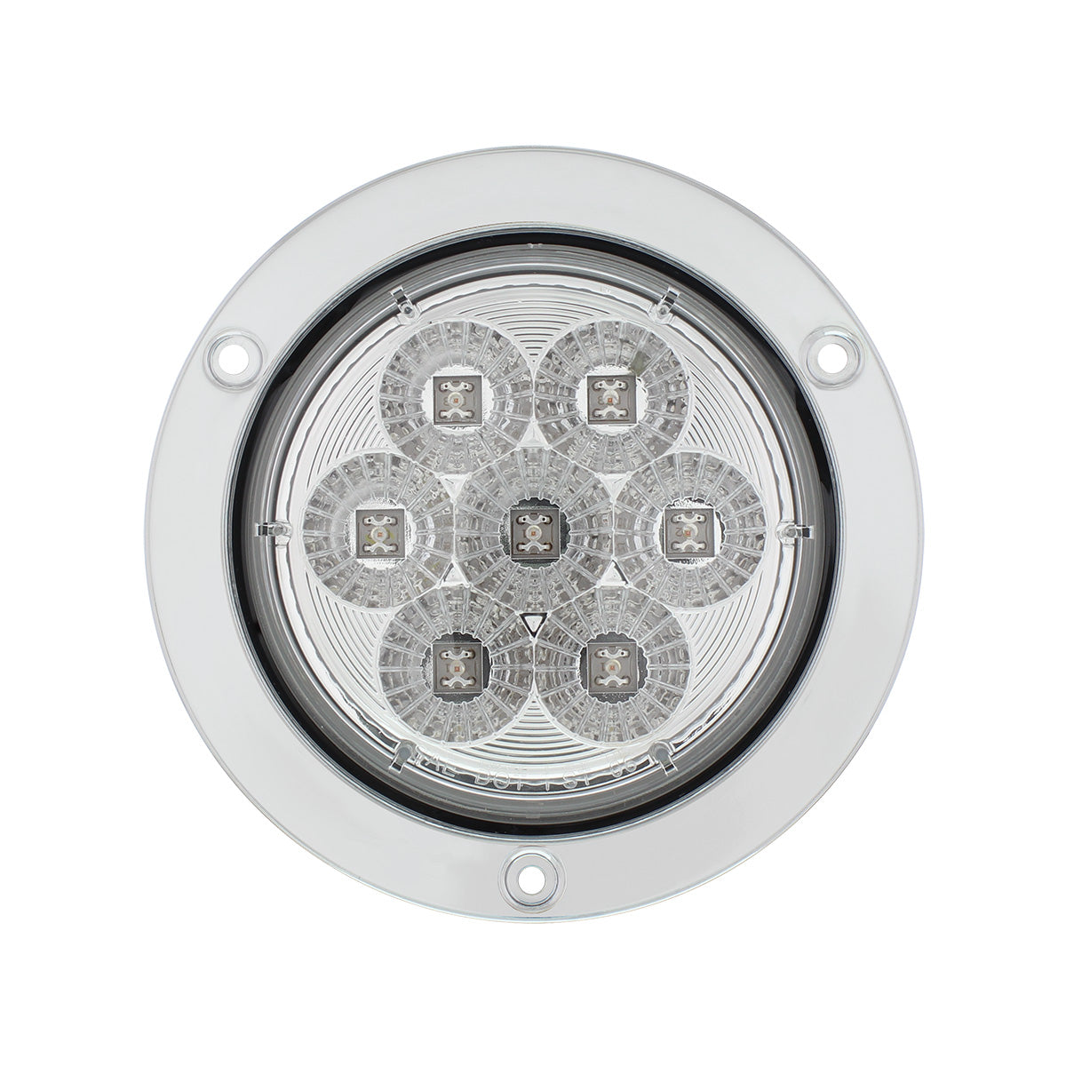 7 LED 4" Round SS Flange Light (Stop, Turn & Tail) - Red LED/Clear Lens