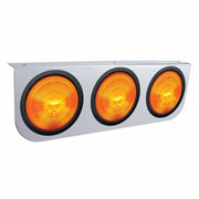 Stainless Light Bracket With 3X 4" Lights & Grommets - Amber Lens