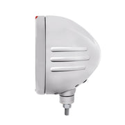 Stainless Steel Bullet Embossed Stripe Headlight H4 With White LED & Dual Mode LED Signal - Amber Lens