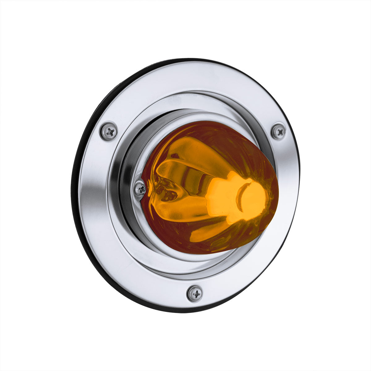 Dual Function Glass Watermelon Sleeper Bunk Kit With 304 SS Bezel & LED Bulb-Dark Amber Lens/Amber LED