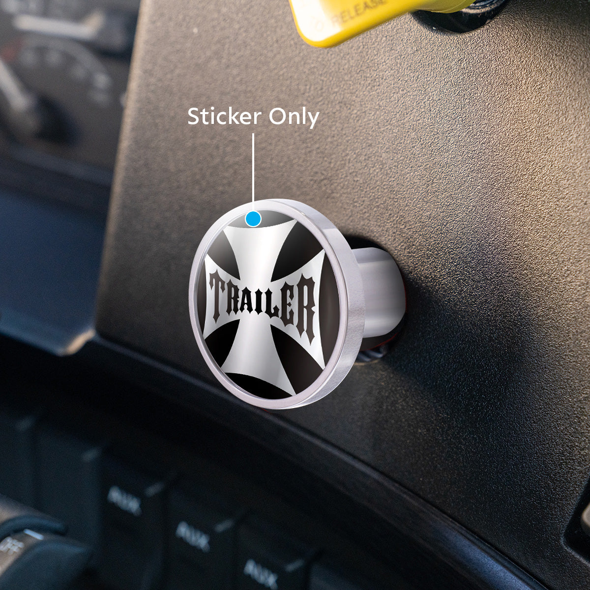"Trailer" Maltese Cross Air Valve Knob Candy Color Sticker Only- Glossy Black