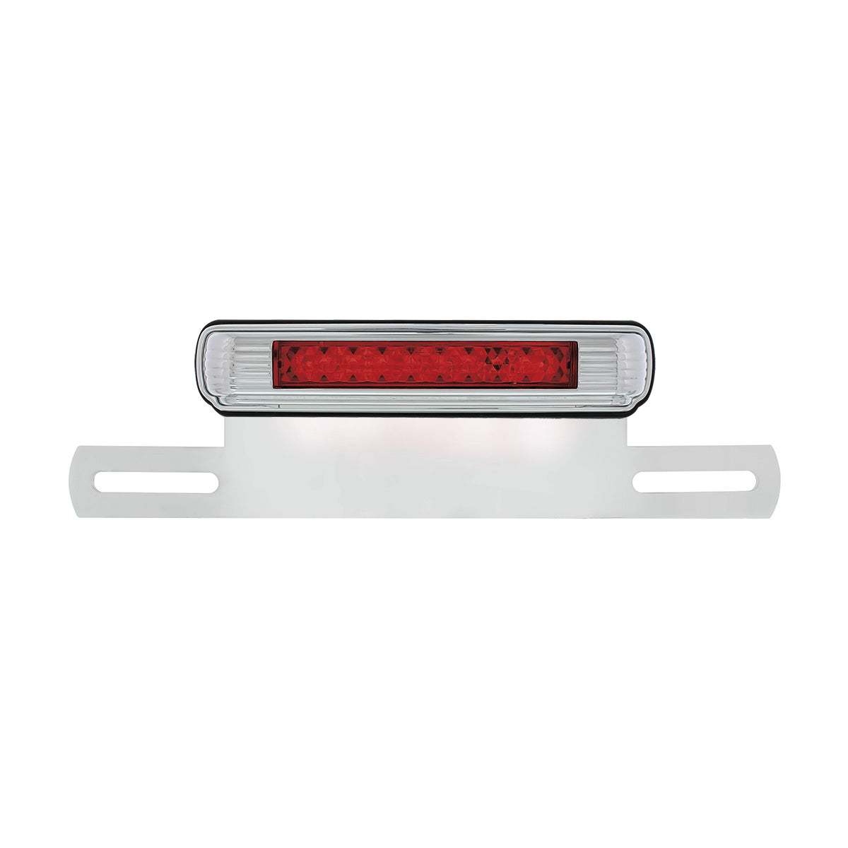 Chrome License Plate Light & Bracket With Red LED 3rd Brake Light - Red LED/Red Lens