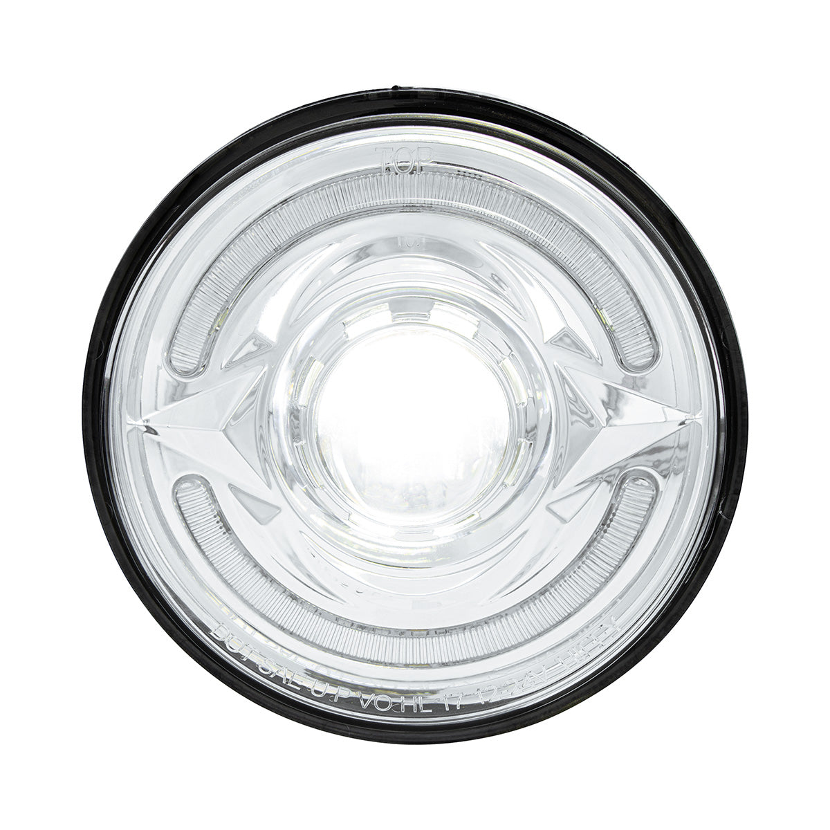 ULTRALIT- LED 5-3/4" Round Headlight With 60 LED Dual Color Light Bar, Amber & White LED - Low Beam