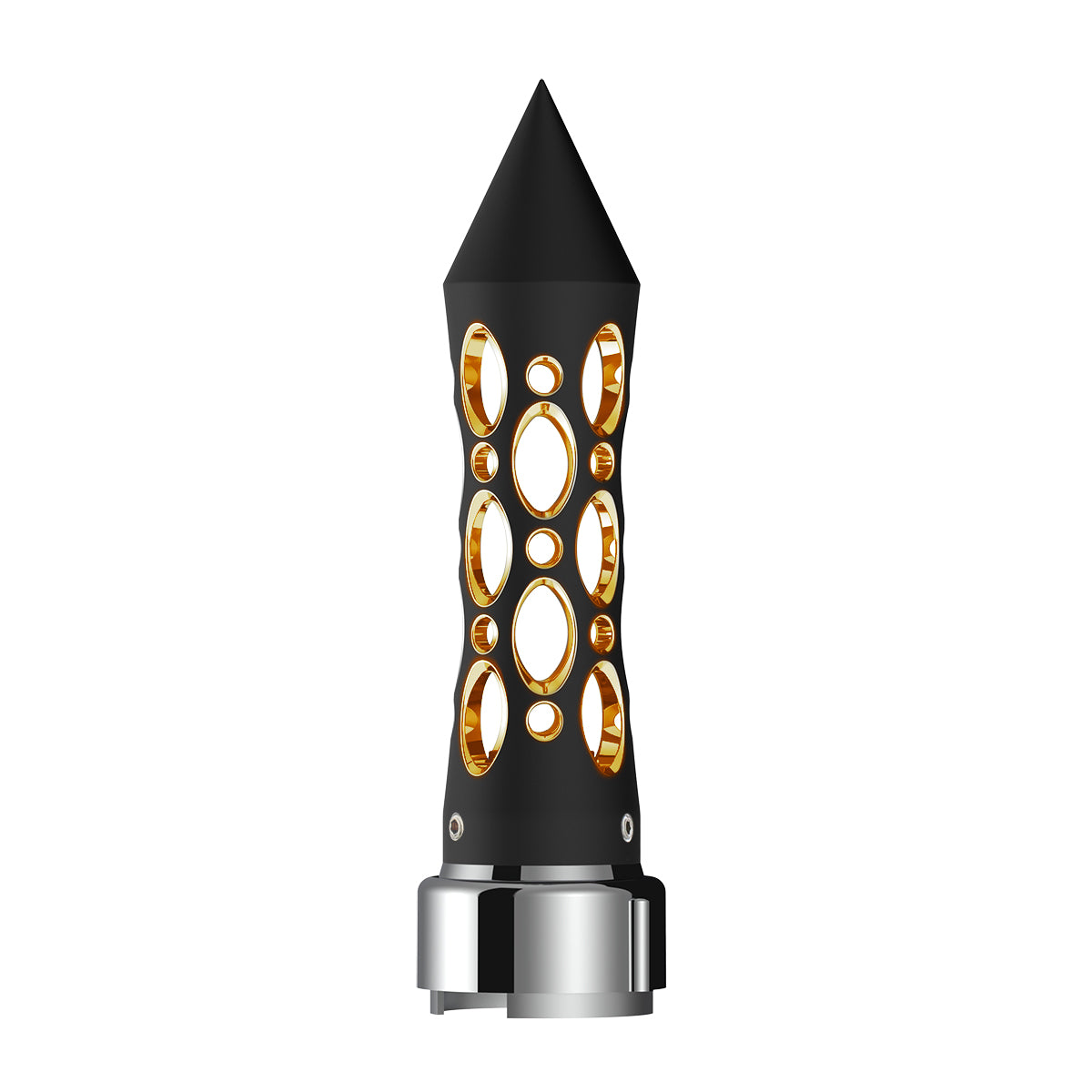 Thread-On Daytona Style Spike Gearshift Knob With LED 9/10 Speed Adapter - Black/Amber LED