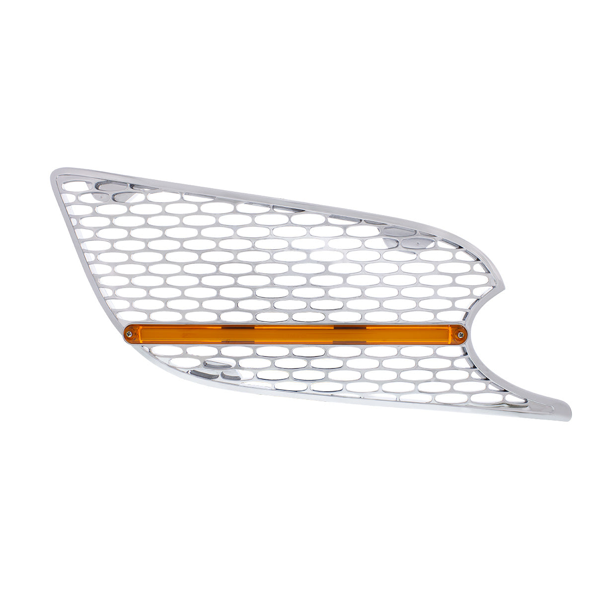 Chrome Air Intake Grille With LED GloLight For 2012-2021 Peterbilt 579 (Passenger) - Amber LED/Amber Lens