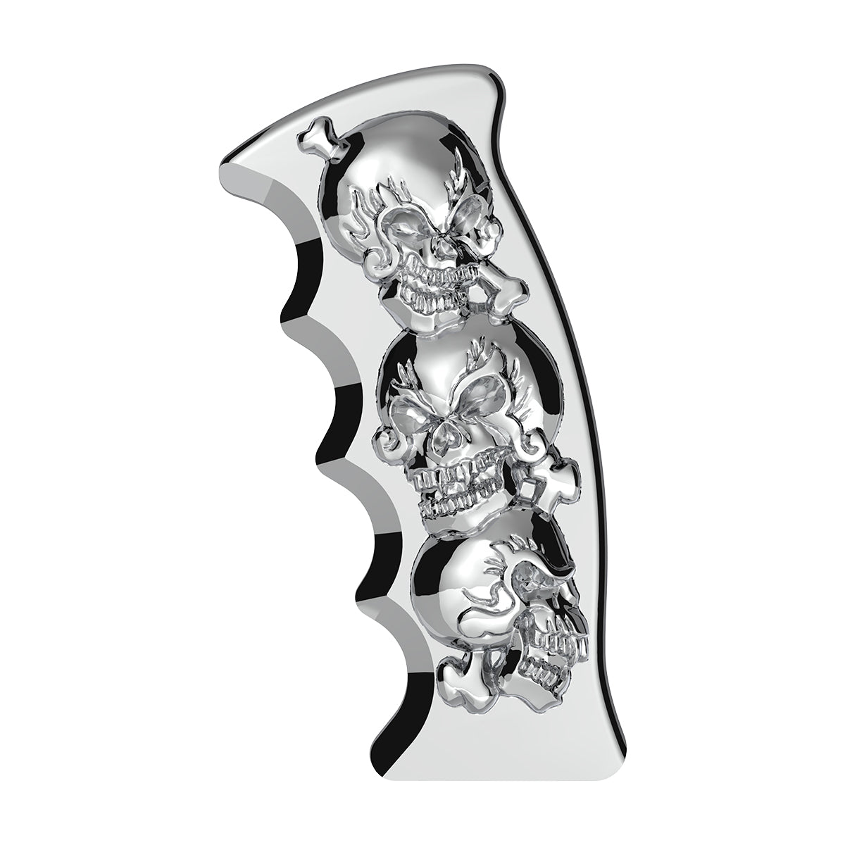 Thread-On Skulls Pistol Grip Gearshift Knob - Chrome