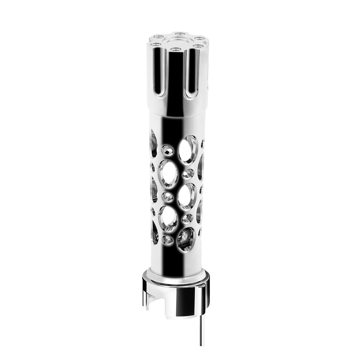 Austin Style Gun Cylinder Gearshift Knob With LED 13/15/18 Speed Adapter - Chrome/Amber LED