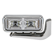 10 High Power LED "Chrome" Projection Headlight Assembly With Mounting Arm - Passenger Side