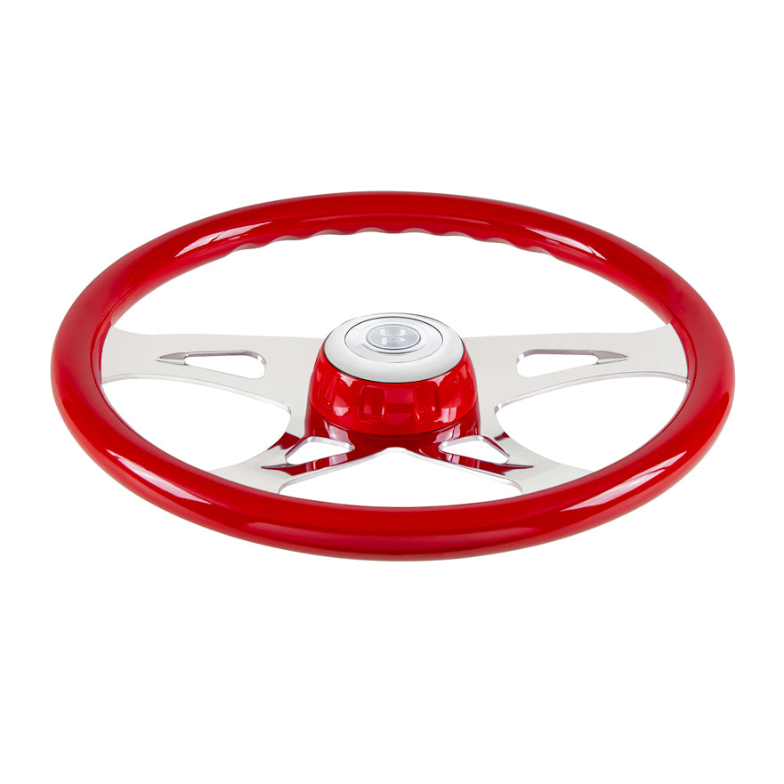 18" Boss Steering Wheel With Color Matching Horn Bezel - Indigo Red
