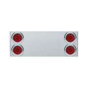 33-3/4" Stainless Rear Center Panel With Four 7 LED 4" Light & Bezel (No LP Holes)- Red LED/Red Lens - CS