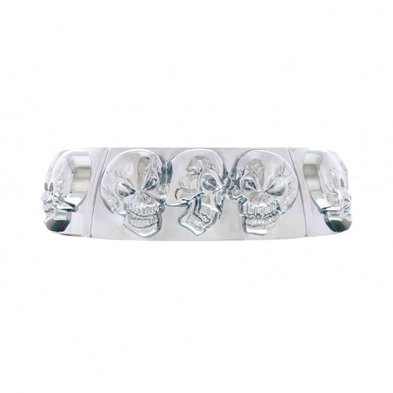 Chrome Die-Cast Skull Horn Button Bezel