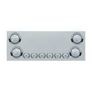 SS Rear CP With 4X 7 LED 4" Reflector Lights & 6X 9 LED 2" Lights & Visors (No LP Holes)-Red LED/Clear Lens