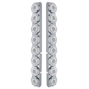 SS Rear Air Cleaner Bracket With 16X 9 LED 2" Lights & Bezels For Peterbilt-Red LED/Clear Lens