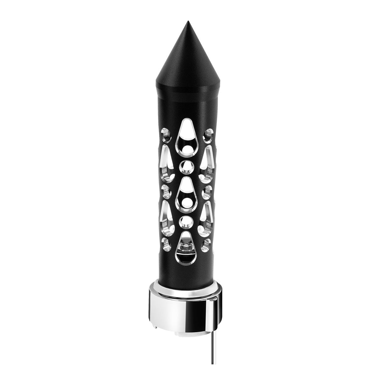 Thread-On Brooklyn Style Spike Gearshift Knob With LED 9/10 Speed Adapter-Matte Black/Amber LED