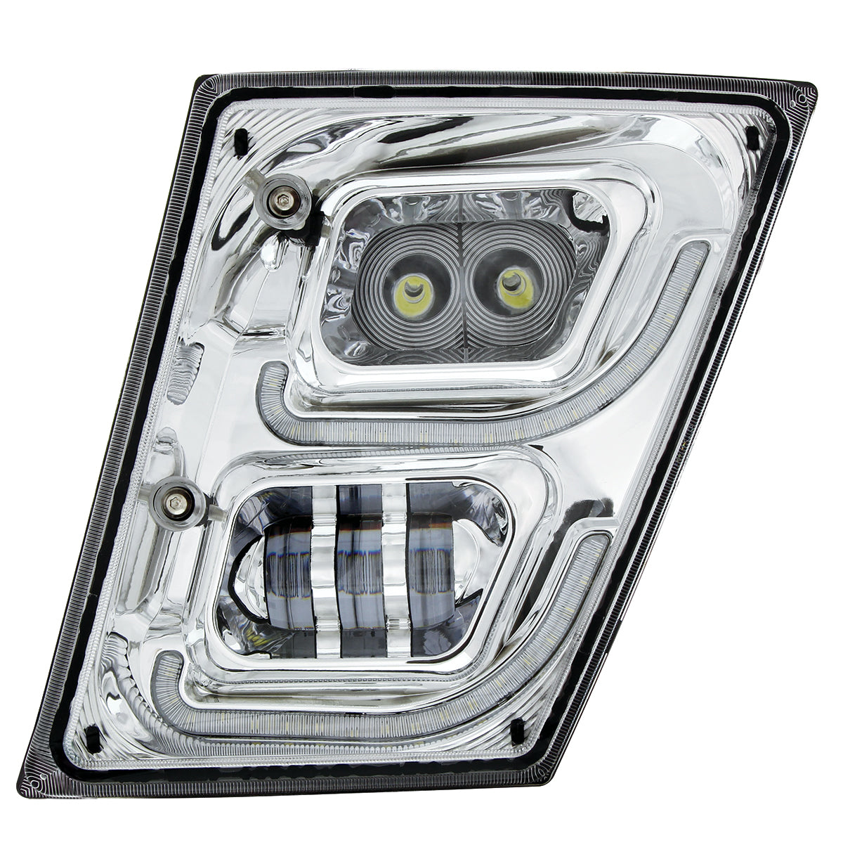 Chrome High Power LED Fog Light With LED DRL & Position Light for 2003-2017 Volvo VN/VNL - Driver