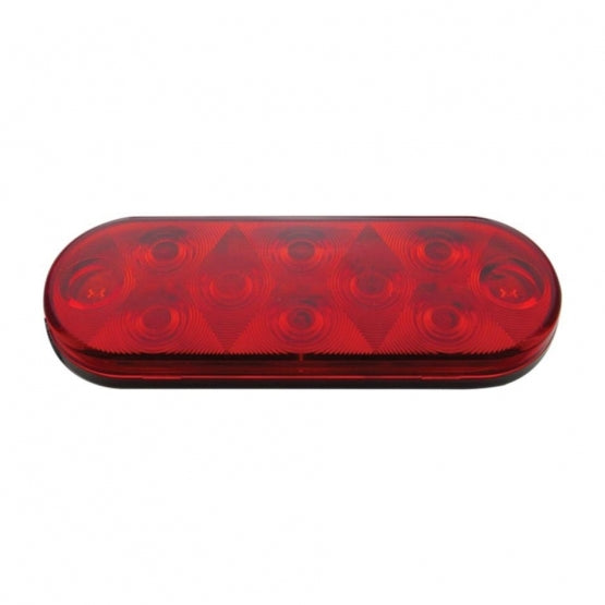 10 LED 6" Oval Light (Stop, Turn & Tail) - Red LED/Red Lens (Bulk)